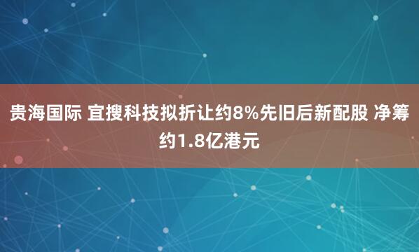 贵海国际 宜搜科技拟折让约8%先旧后新配股 净筹约1.8亿港元